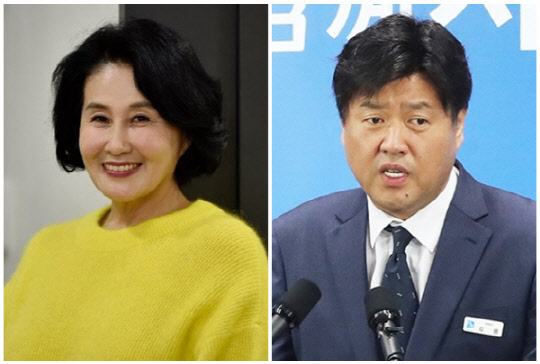 전여옥(왼쪽) 전 국회의원과 김용 민주연구원 부원장. <전여옥 SNS, 연합뉴스>